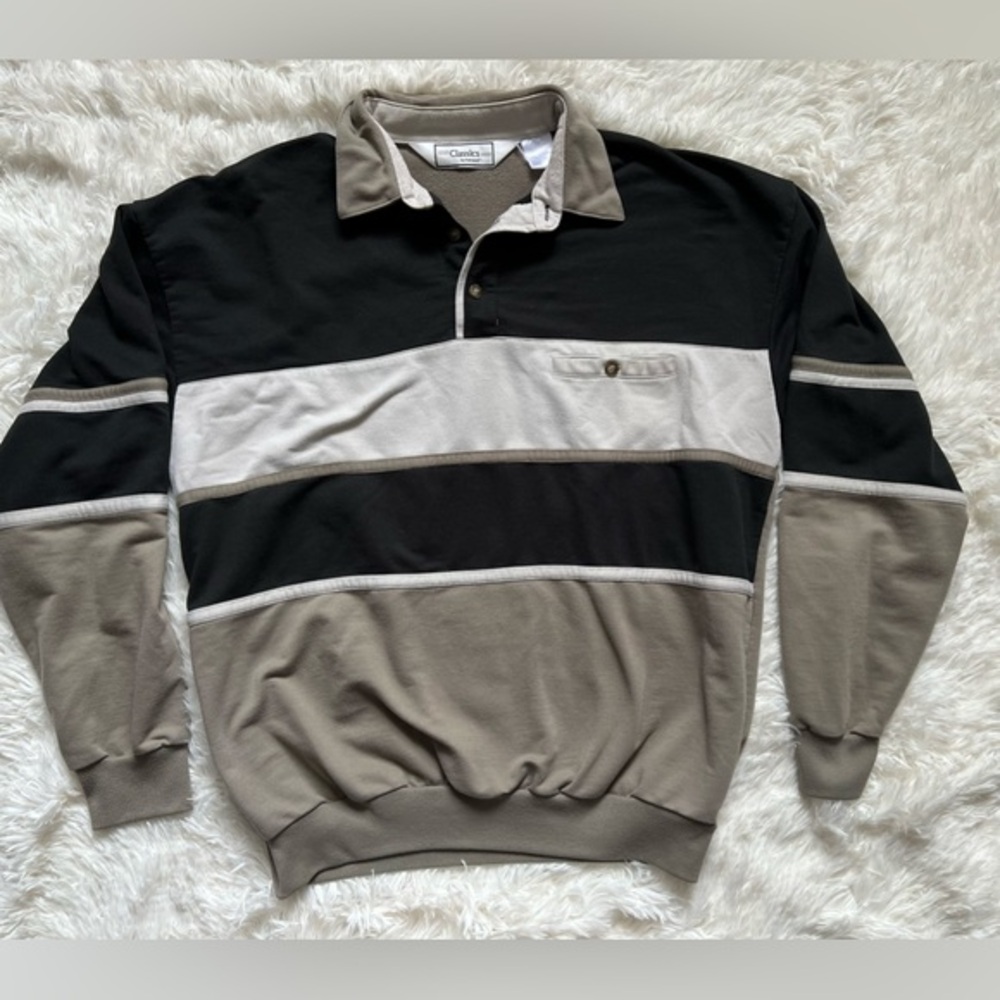 Classics Palmland Size XL Long Sleeved V- Neck Sweatshirt Color Block